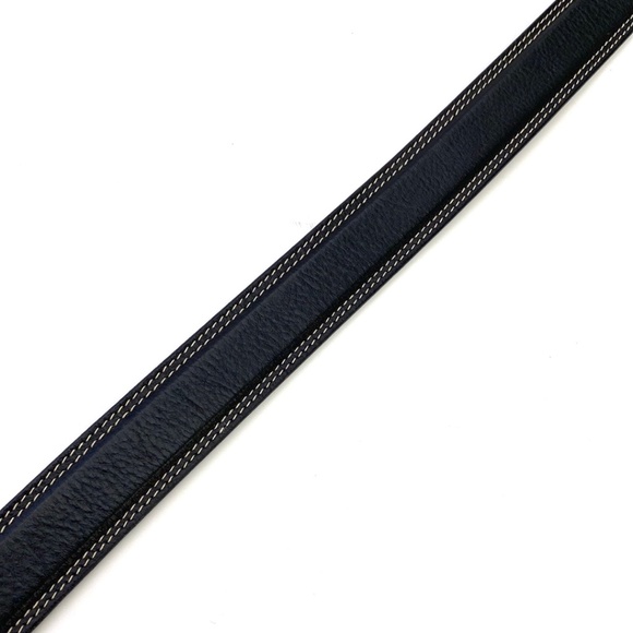 Lands End Men's Black Pebble Grain Leather Belt - Picture 5 of 14